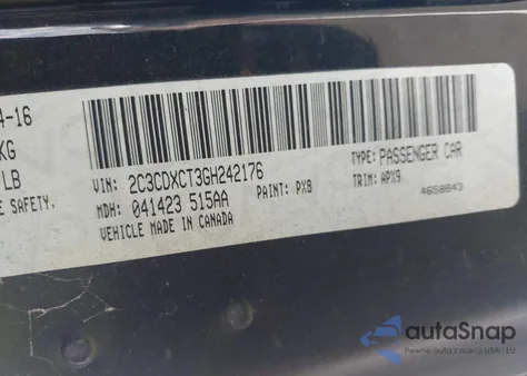 2016 Dodge Charger R/T z USA, uszkodzony, nr VIN 2C3CDXCT3GH242176